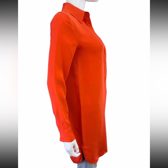 VINCE Orange 100% Silk Tunic Top - Picture 3 of 10